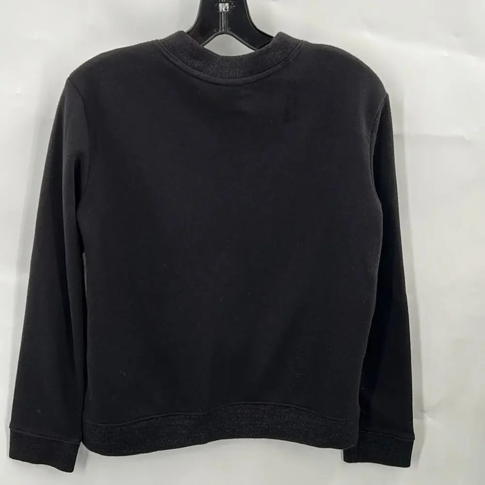 Old Navy Girl's Black Full Zip Sweatshirt Floral Embroidery size 14